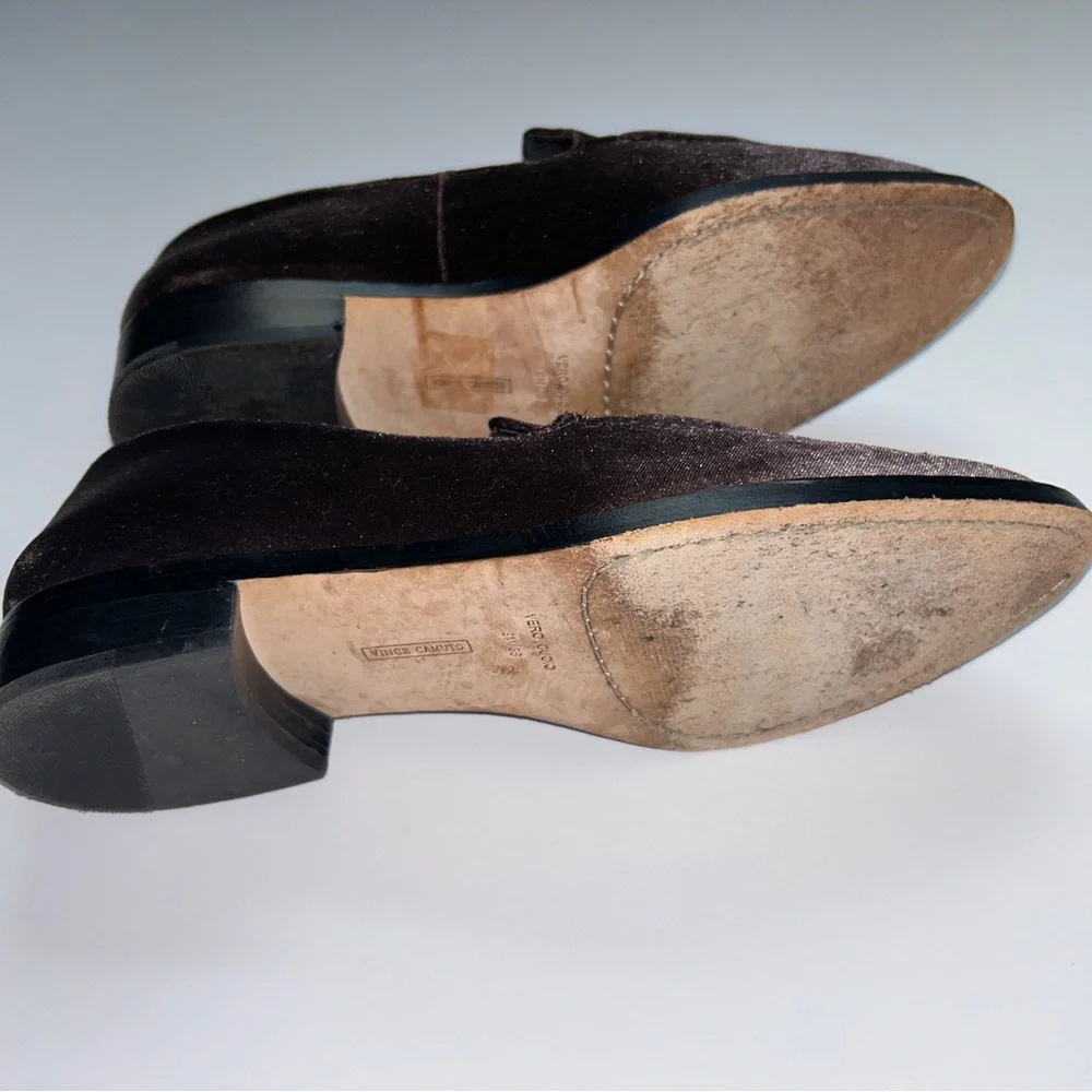 Vince Camuto Vero Cuoio Woman’s Plum Velvet‎ Loafers with Tassels sz 8M